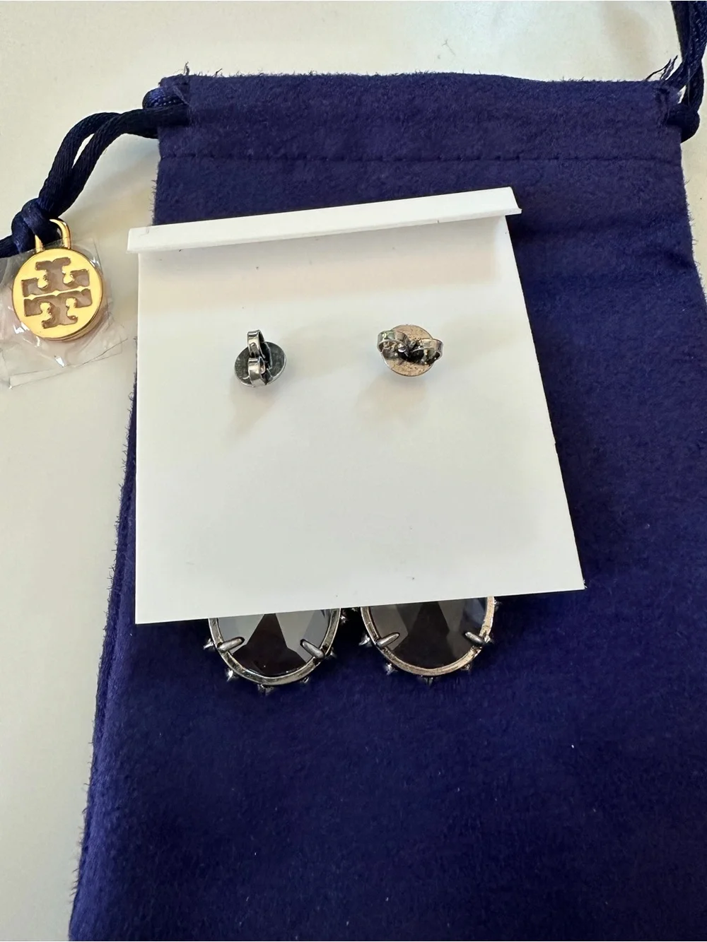 Tory Burch Silver Crystal Teardrop Earrings